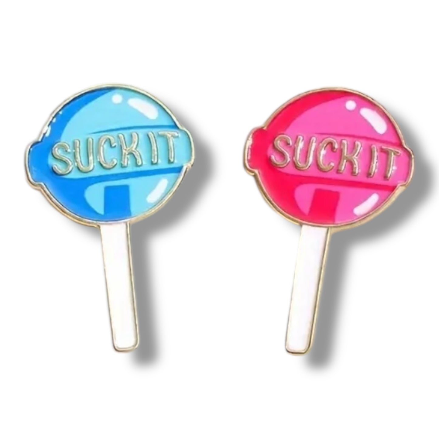 Kinky Pleasure - KPB081 - Metal Pin - Suck It Lolly Blue & Pink