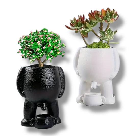 Kinky Pleasure - T184 - Flower Pot – White and Black – 14 x 10.5 cm