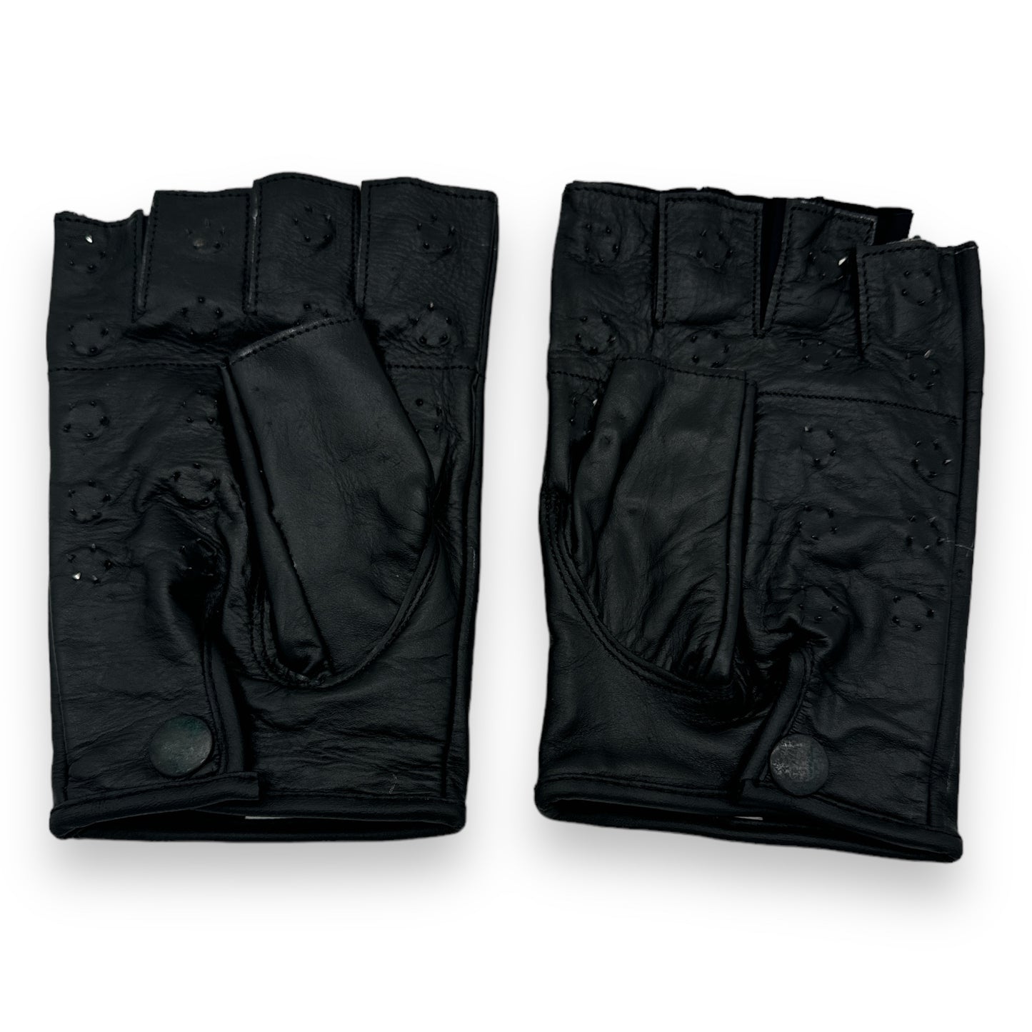 Kinky Pleasure - G027 - Real Leather - Hand Gloves Short With Spikes - BDSM