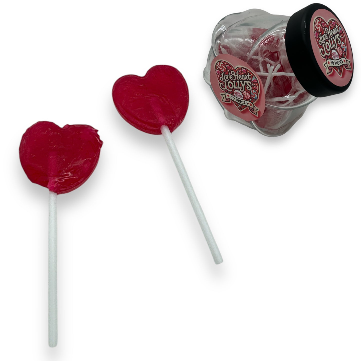 Kinky Pleasure - KPC007 - Love Heart Lolly's 50 Pieces in Exclusive Glas Jar