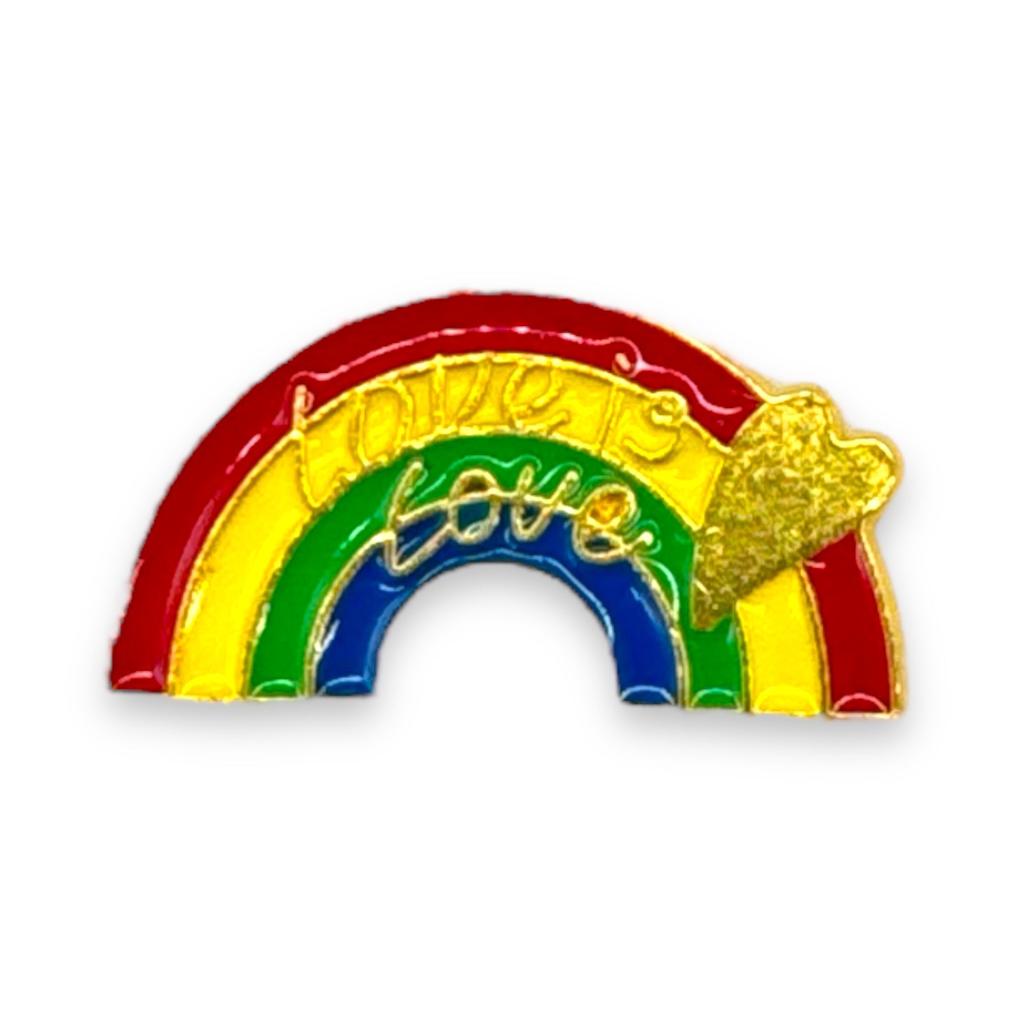 Kinky Pleasure - KPB024 - Badge / Pin - Rainbow Love is Love - Gold