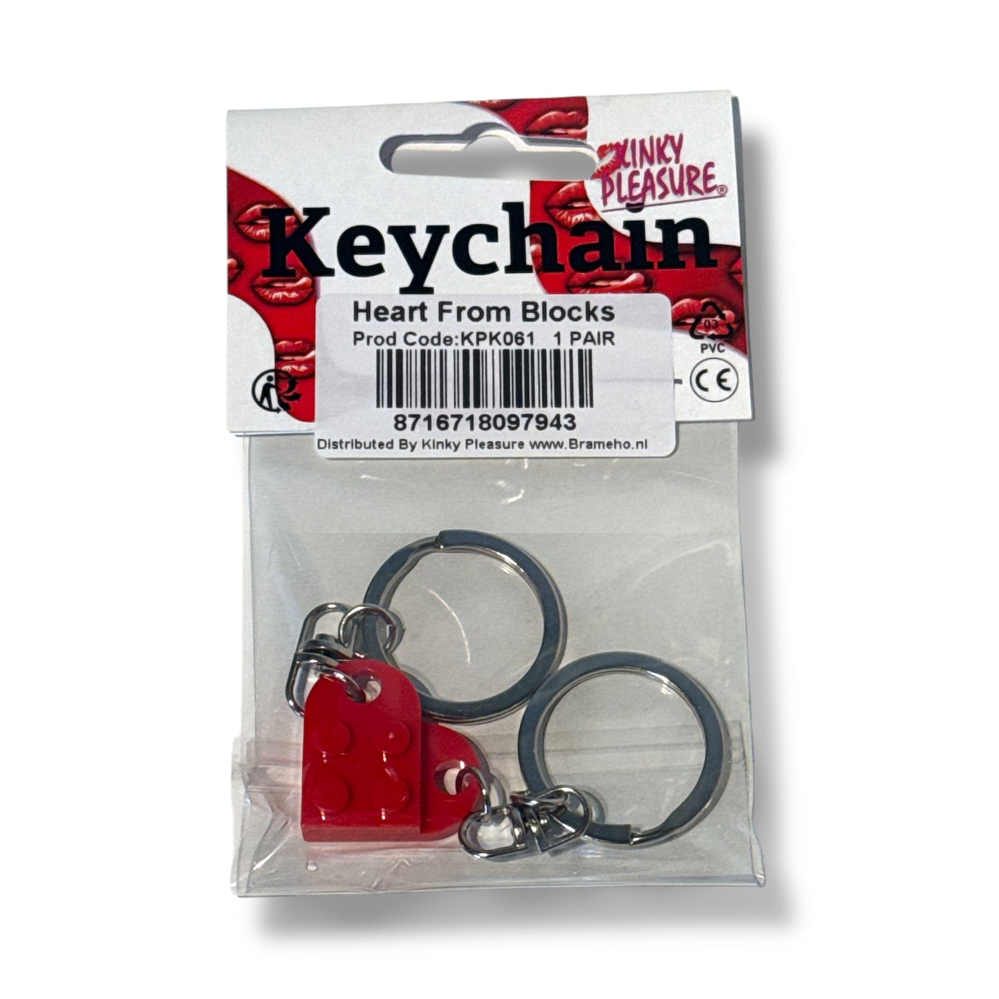 Kinky Pleasure - KPK061 - Keychain - Heart From Blocks - 1 Pair