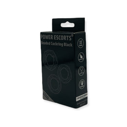 Power Escorts BR251 Black Beaded Cockring 3 Pack - Super Stretchable -Colourbox