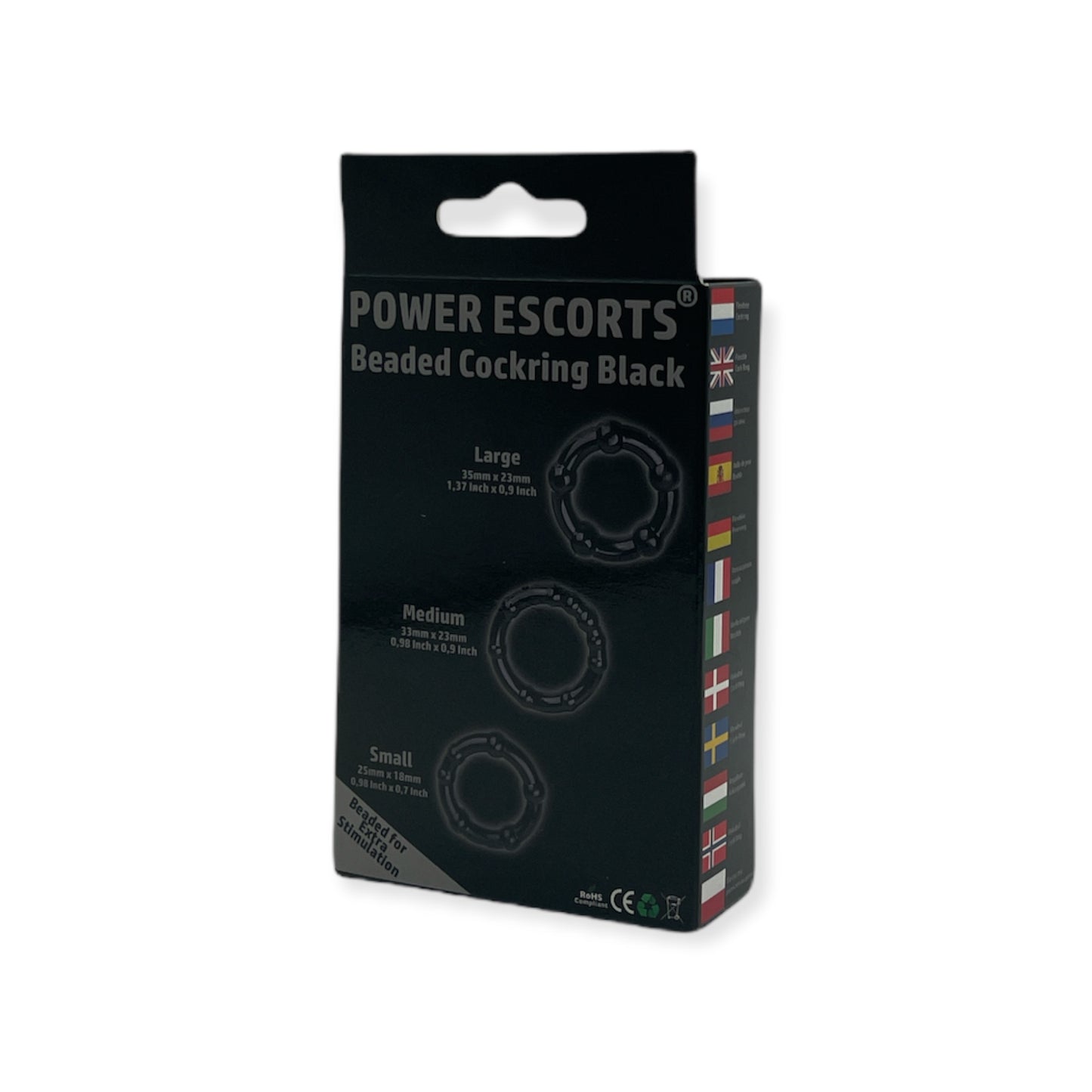 Power Escorts BR251 Black Beaded Cockring 3 Pack - Super Stretchable -Colourbox