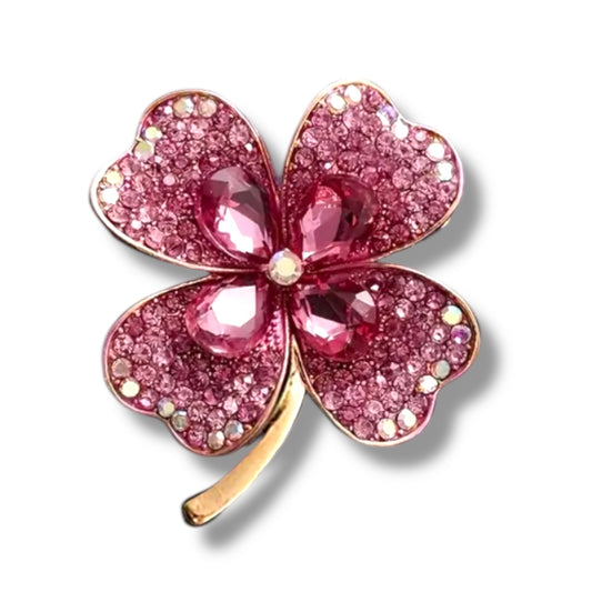 Kinky Pleasure - KPB072 - Badge / Pin - Shamrock Lucky Flower Pink XL