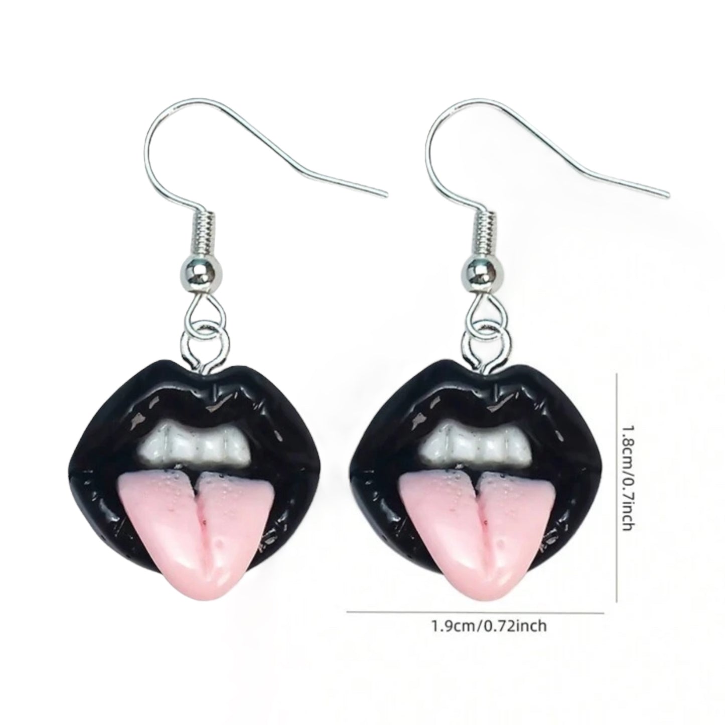 Kinky Pleasure - S033 - Earrings - Sexy Lips In Black & Red