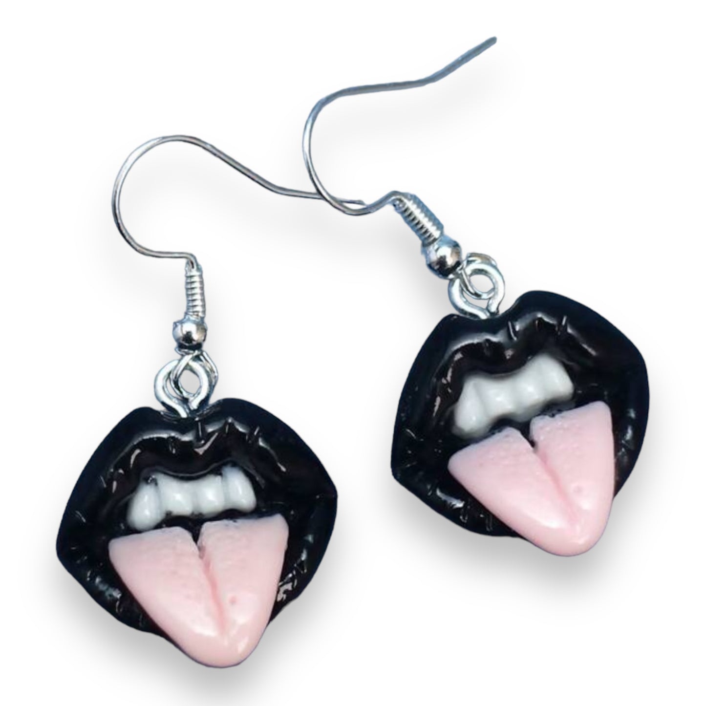 Kinky Pleasure - S033 - Earrings - Sexy Lips In Black & Red