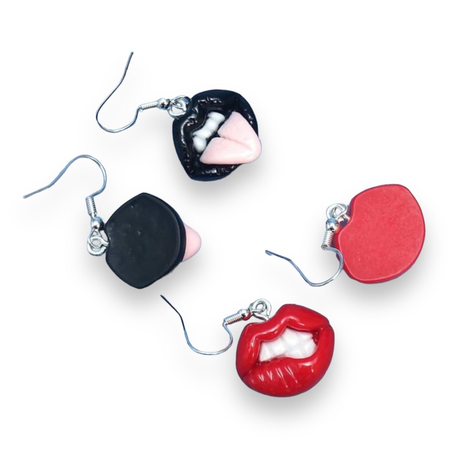 Kinky Pleasure - S033 - Earrings - Sexy Lips In Black & Red