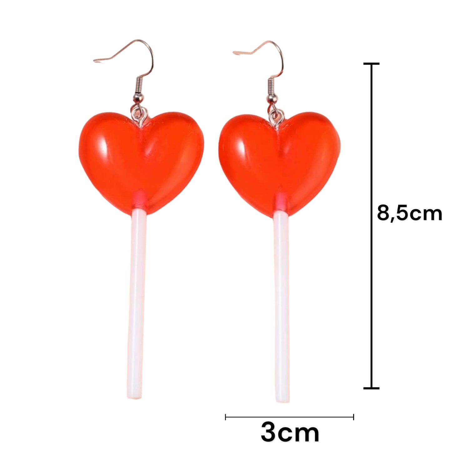 Kinky Pleasure - S034 - Earrings - Heart Lolly Red