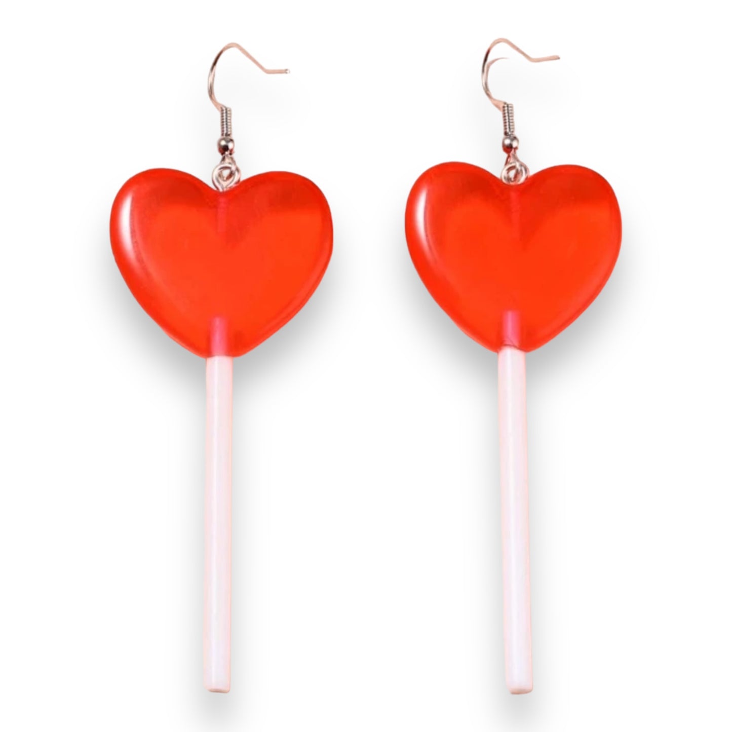 Kinky Pleasure - S034 - Earrings - Heart Lolly Red