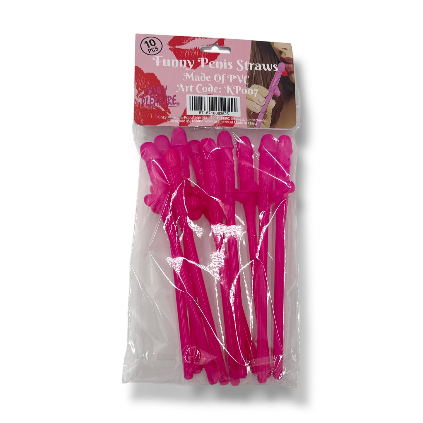 Kinky Pleasure - KP007 - Penis Straws 10pcs -  Dark Pink - New Package
