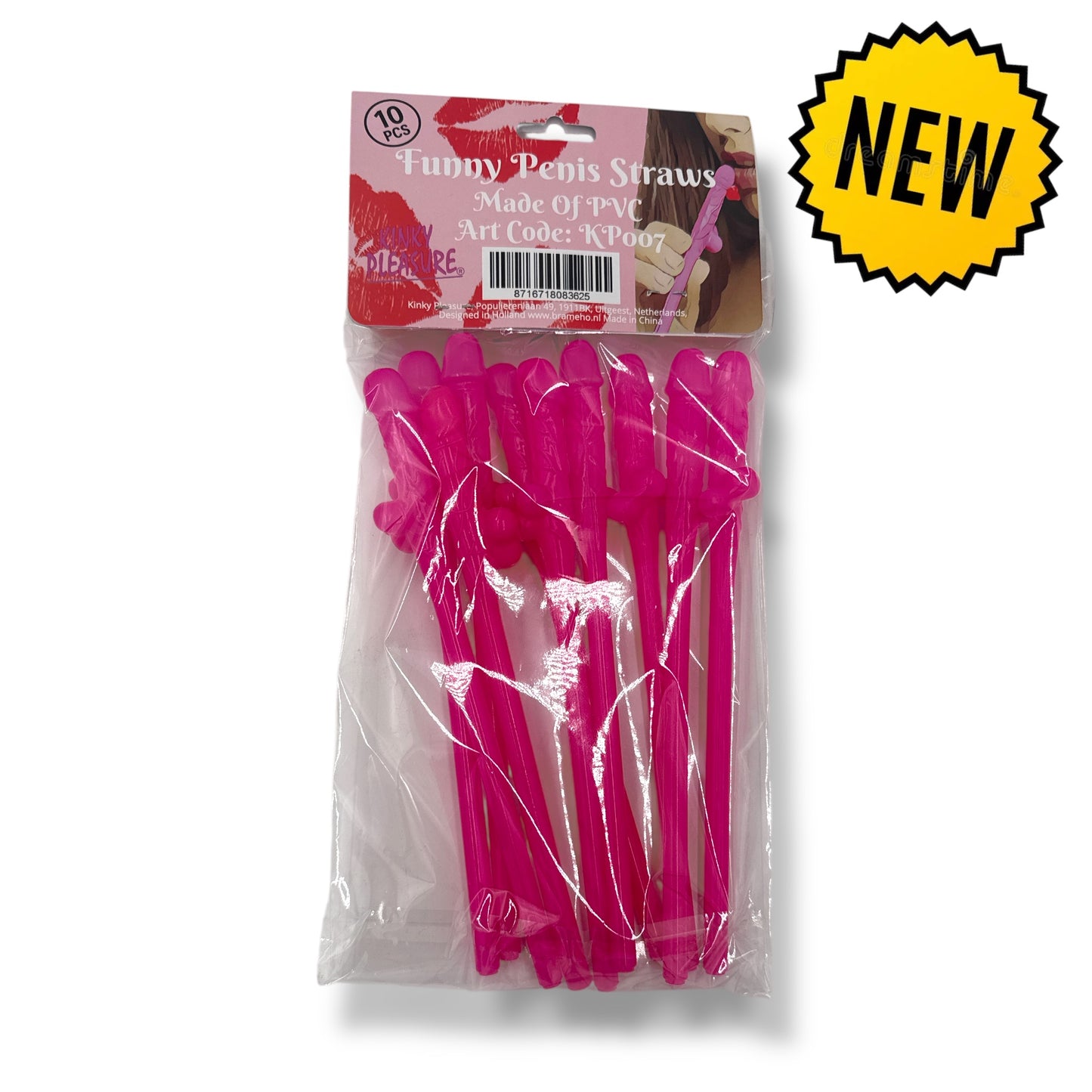 Kinky Pleasure - KP007 - Penis Straws 10pcs -  Dark Pink - New Package