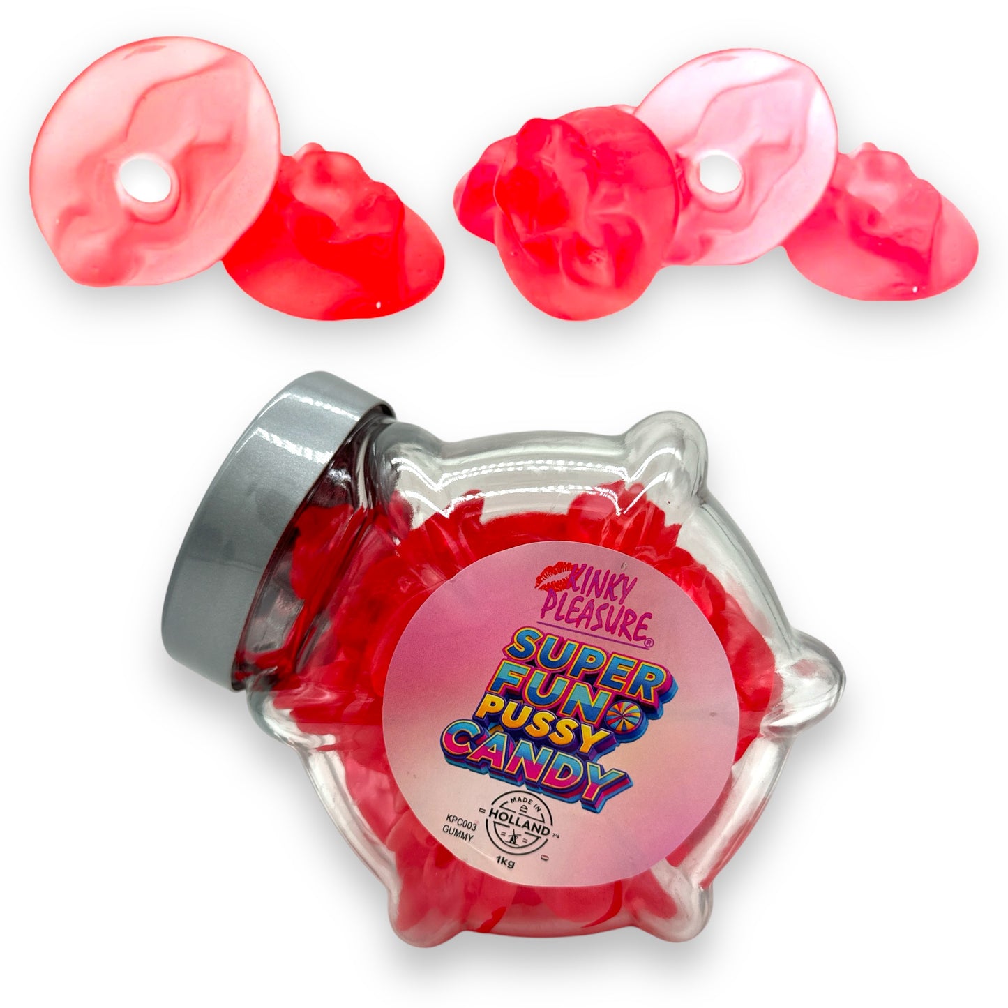 Kinky Pleasure - KPC003 - Super Fun Pussy Candy In Glass Display Jar - Gummy's - 1KG