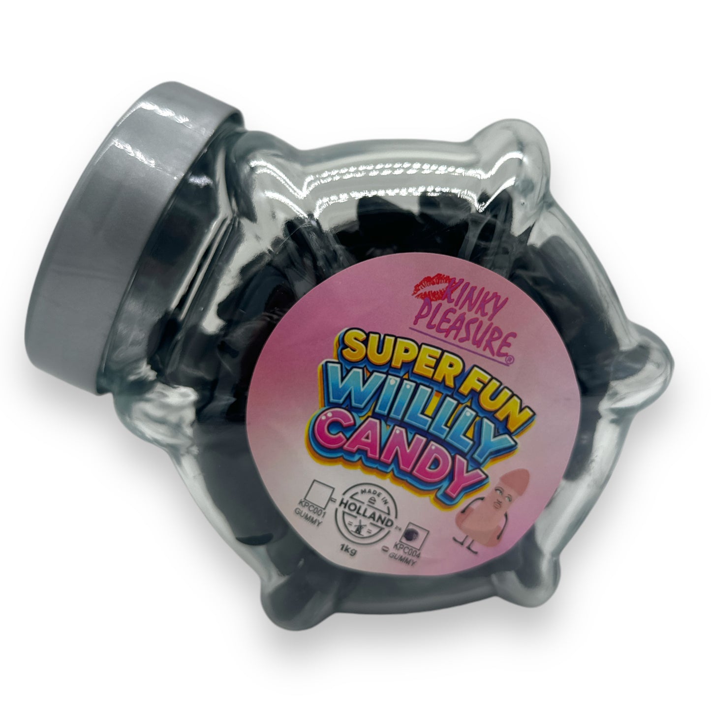Kinky Pleasure - KPC004 - Super Fun Willy Candy In Glass Display Jar - Liquorice - 1KG
