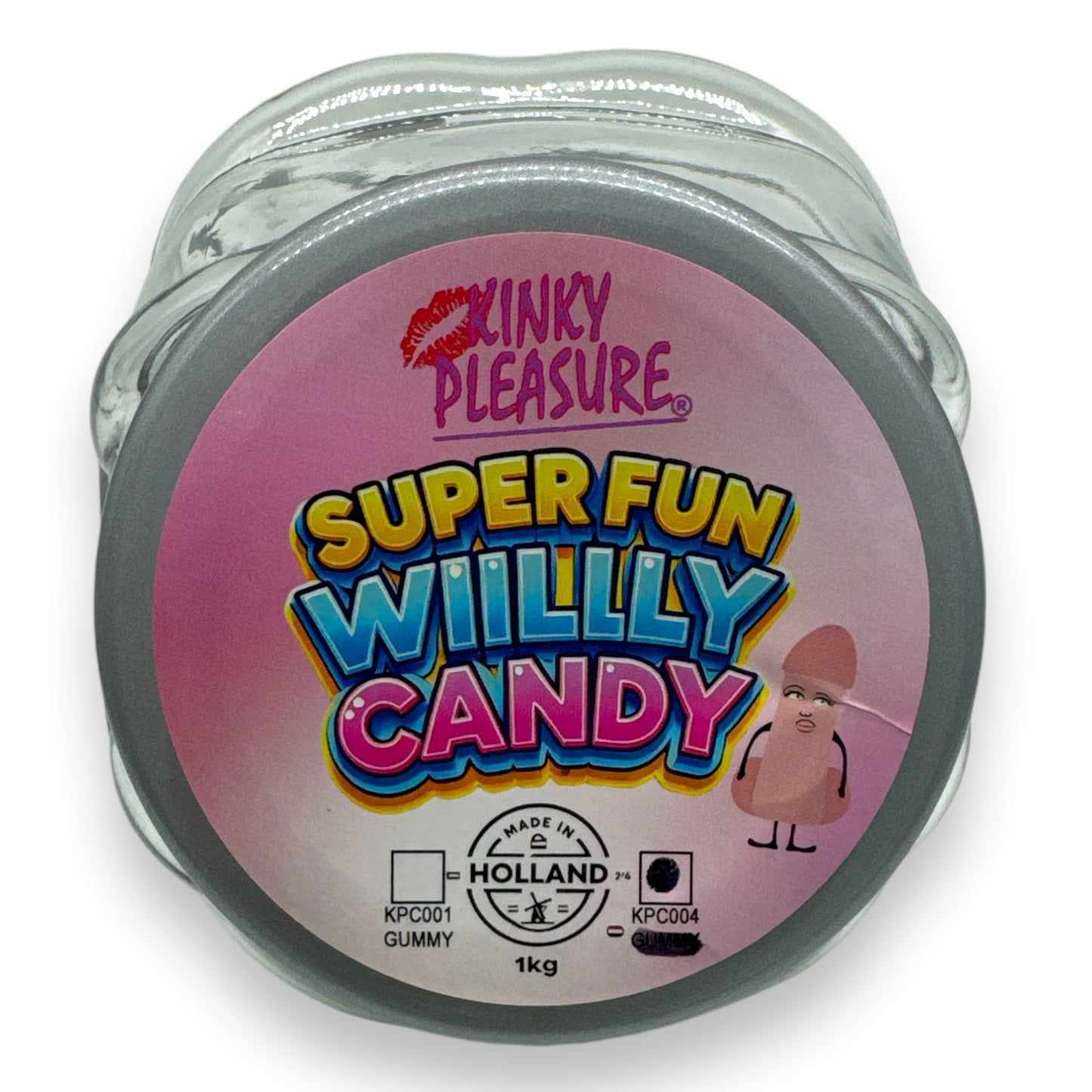 Kinky Pleasure - KPC004 - Super Fun Willy Candy In Glass Display Jar - Liquorice - 1KG