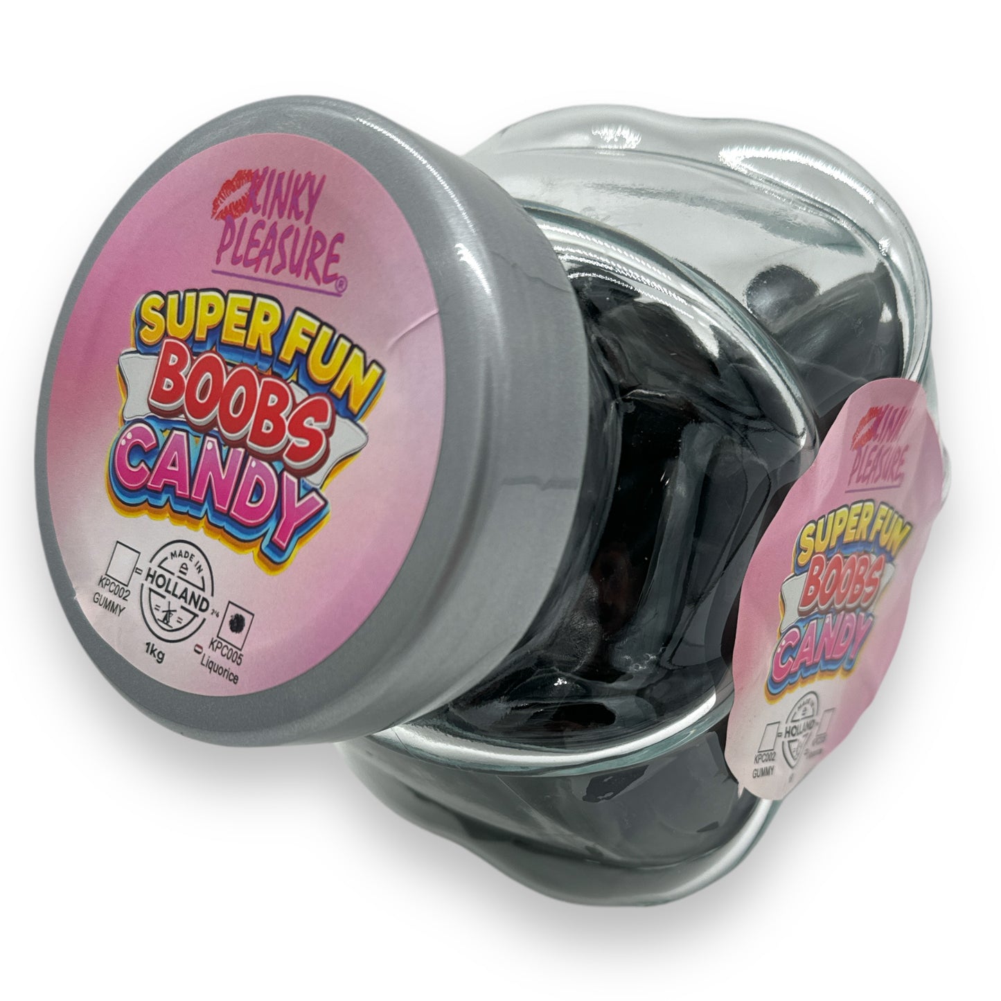 Kinky Pleasure - KPC005 - Super Fun Boobs Candy In Glass Display Jar - Liquorice - 1KG