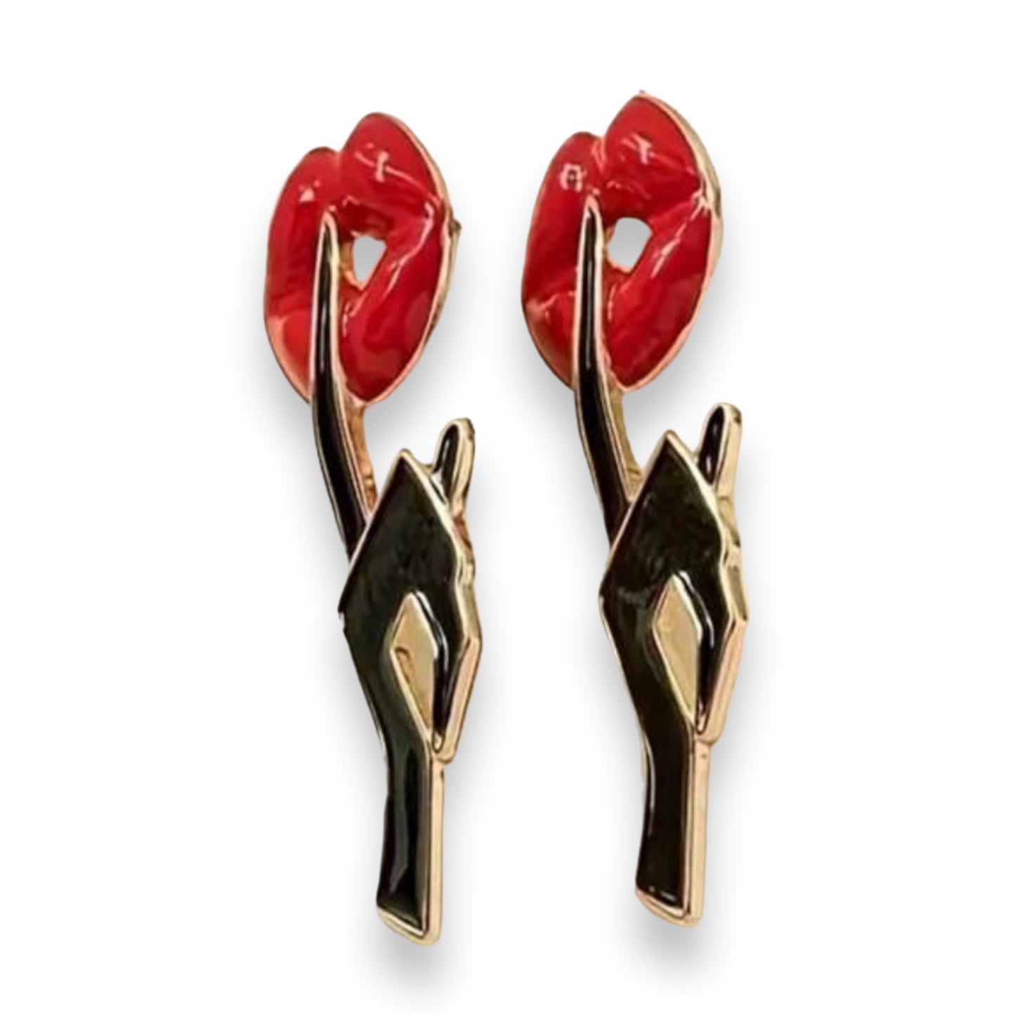 Kinky Pleasure - S029 - Earrings - Lips With Hand - SSST Be Quiet