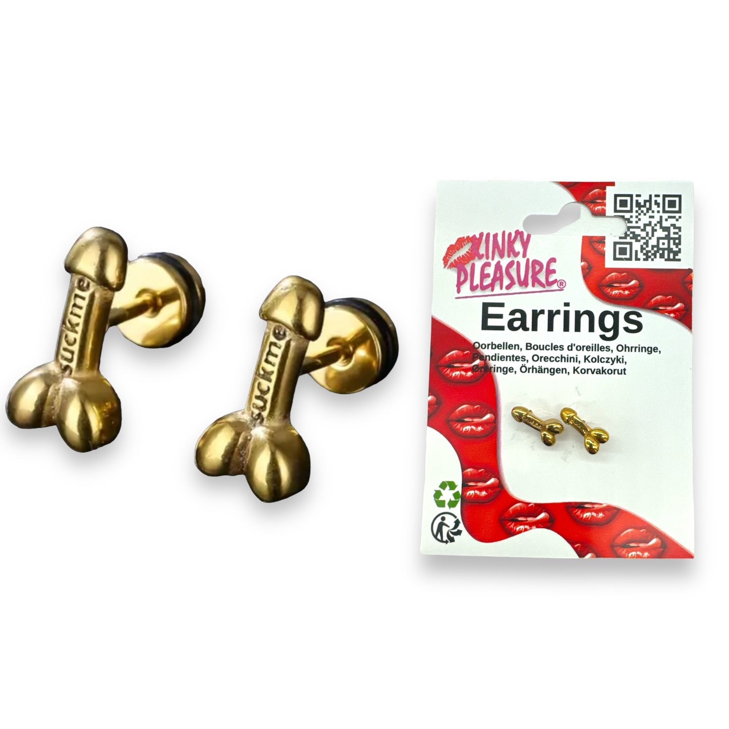 Kinky Pleasure - T109 - Earrings - Penis Suck Me! Fuck Me! - 3 Colours