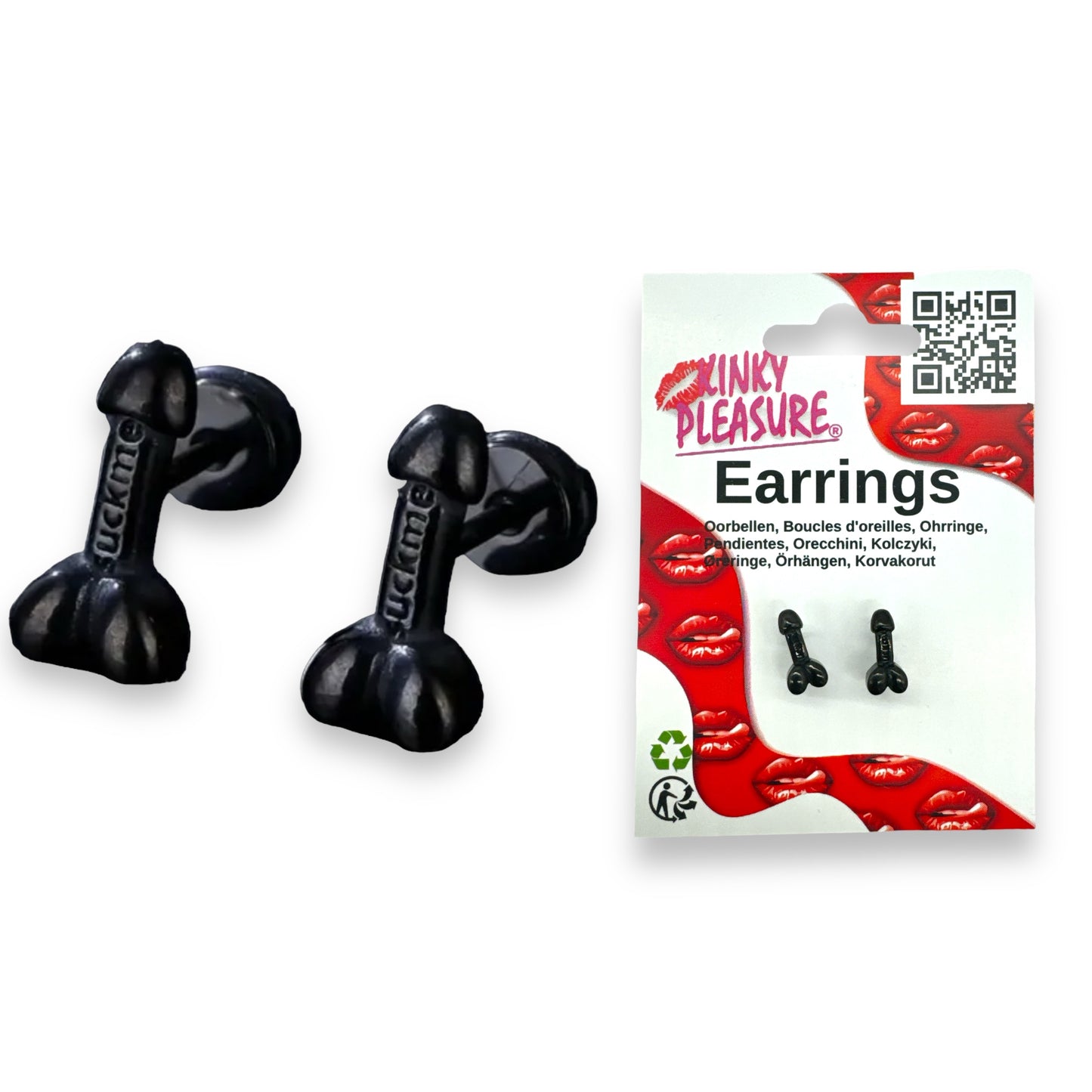 Kinky Pleasure - T109 - Earrings - Penis Suck Me! Fuck Me! - 3 Colours
