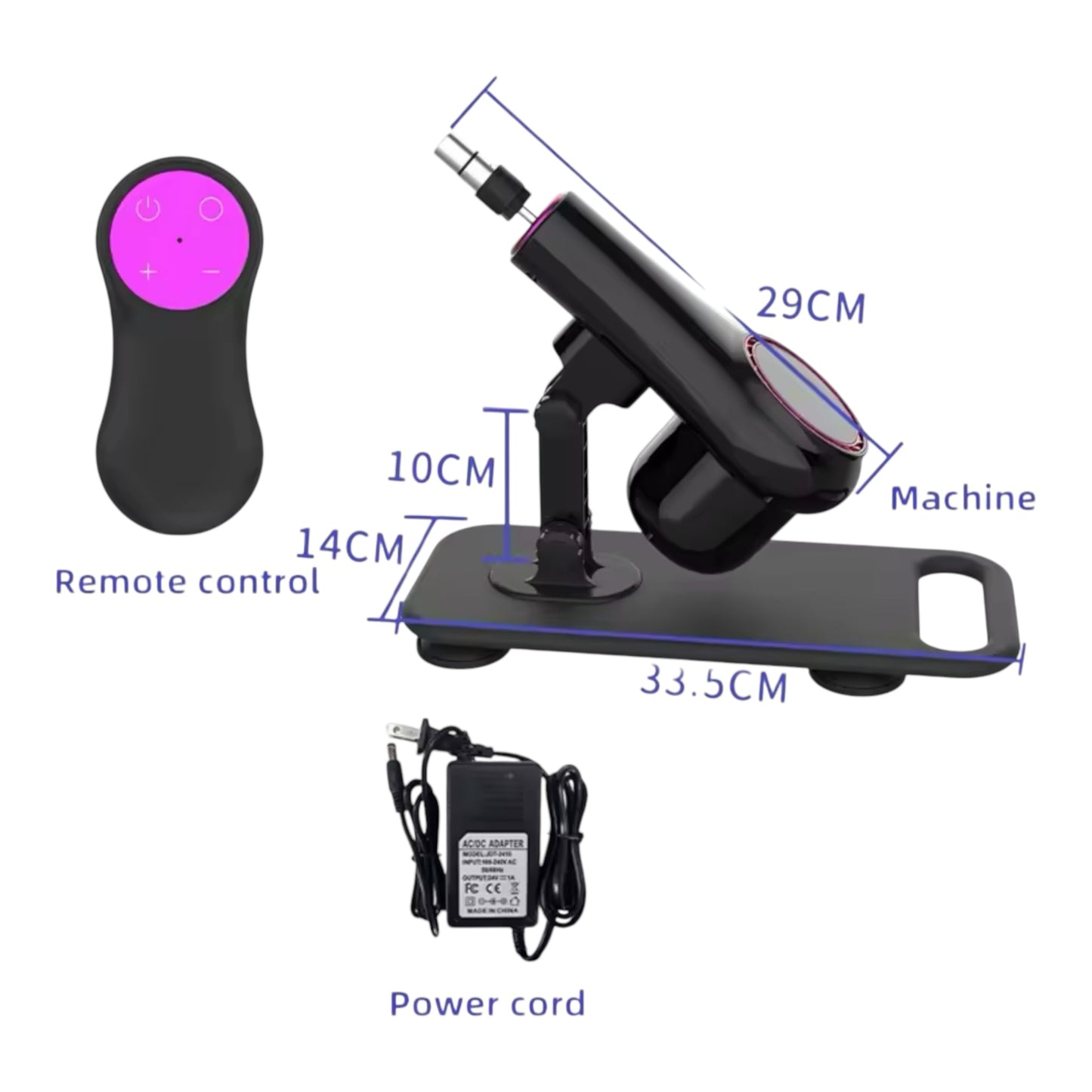 Kinky Pleasure - AX107 - Fuck Machine with Crystal Dildo Attachment - Remote Control - Includes 2 Attachments