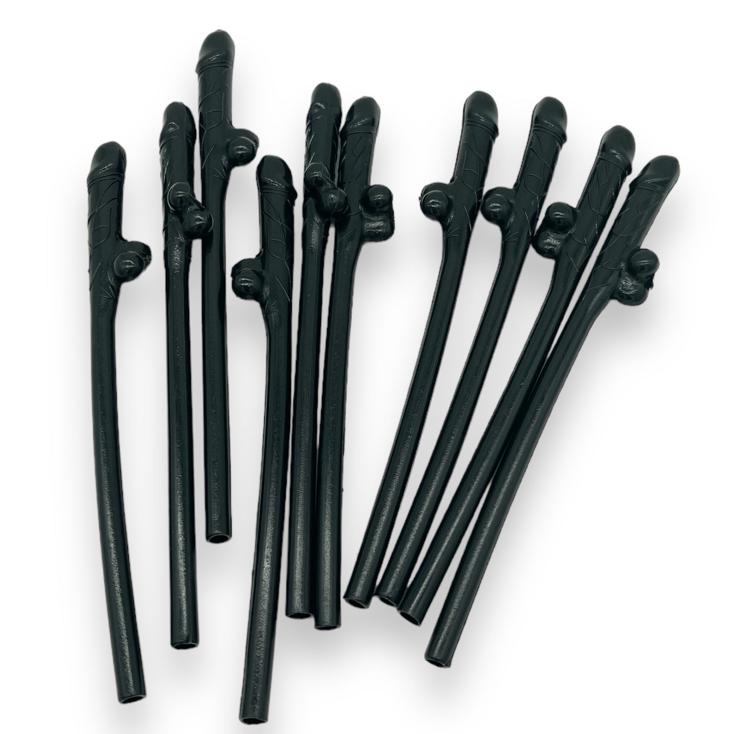 Kinky Pleasure - KP007 - Penis Straws - 10pcs - Black - New Package