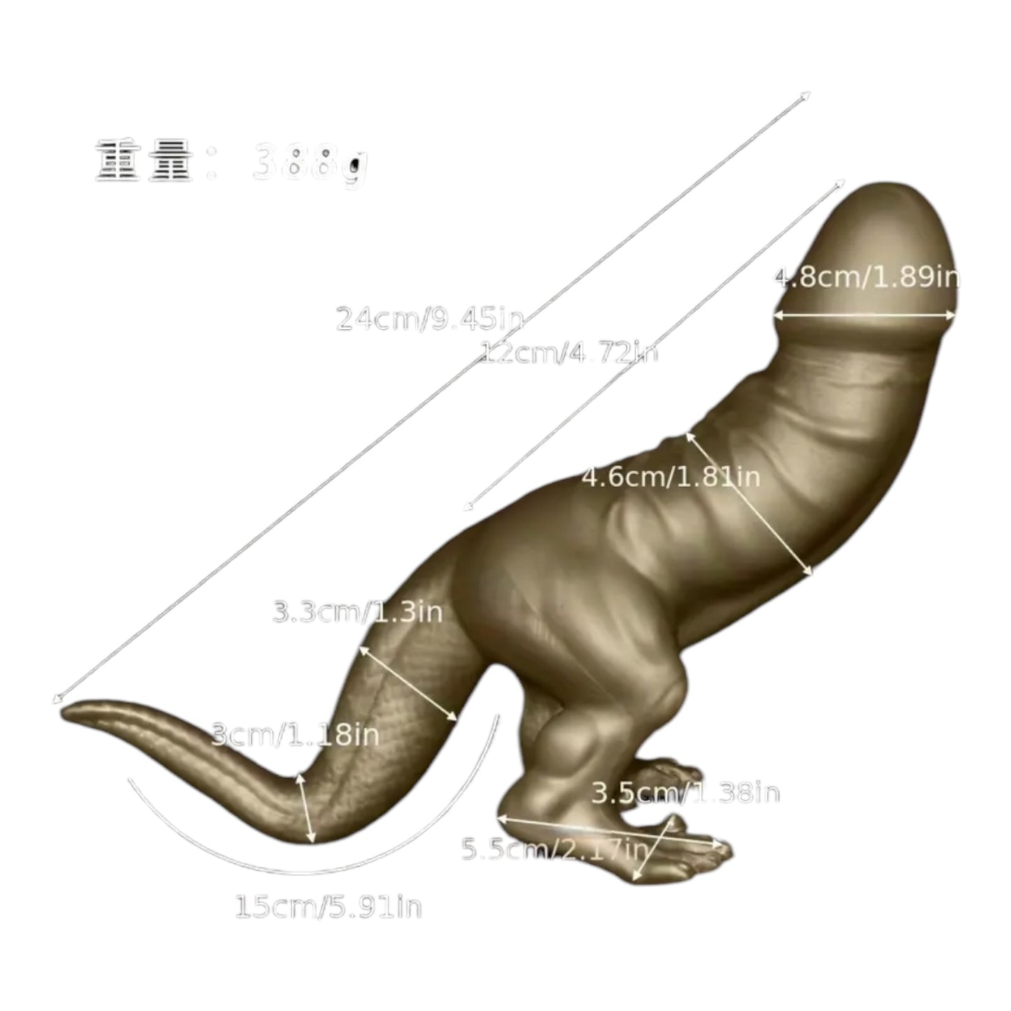 XXLTOYS - T186 - DINO - Realistic Dino Desing - Pink - Lengte 24cm x 8cm - Dia Head 4,8cm - Insert Length: 12cm