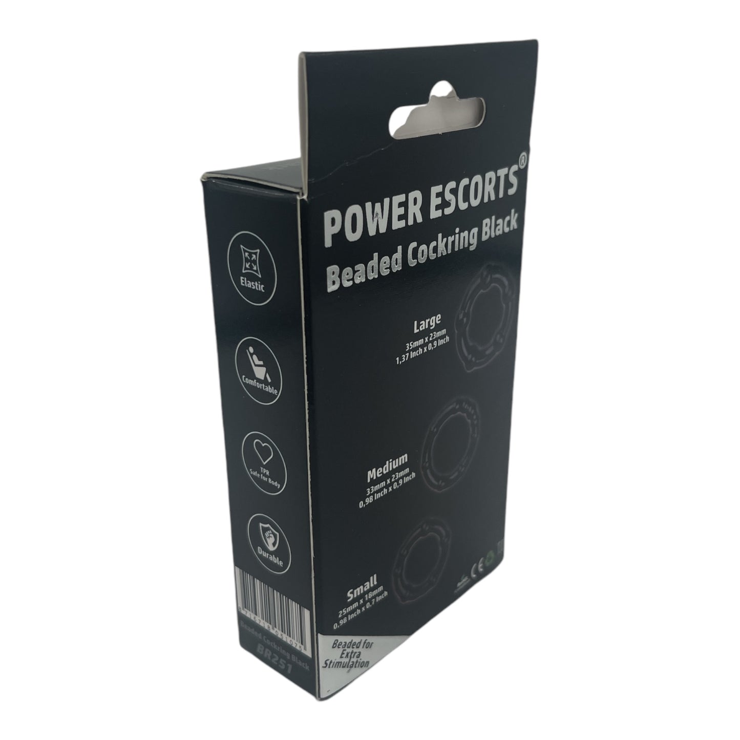 Power Escorts BR251 Black Beaded Cockring 3 Pack - Super Stretchable -Colourbox