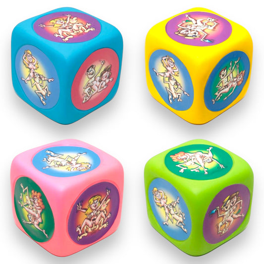 Kinky Pleasure - DS008 - Giant Cartoon Sex Dice - Multicolor - 15 CM x 15 CM