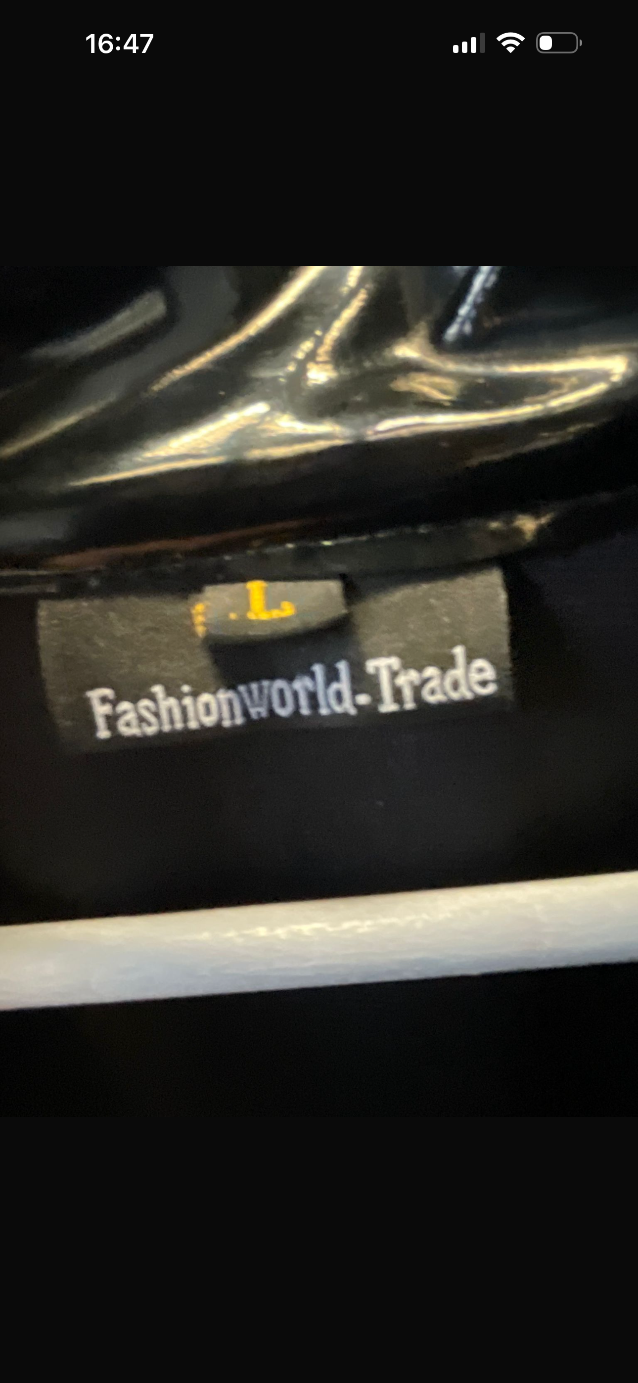 Fashion World - Black Wetlook Zip Jacket – Size L - Unisex Male or Female