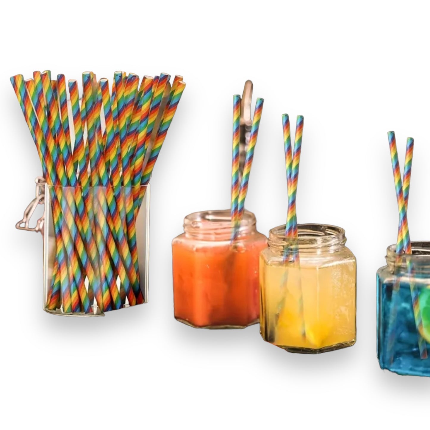 Kinky Pleasure - T088 - Rainbow Colour Paper Straws - 20 Pieces - 200x50mm