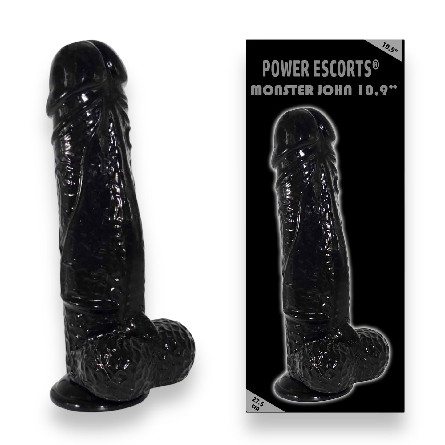 Power Escorts - BR227 - Black - Monster John XL Mega Realistic Dildo - 30 CM / 11,8 Inch