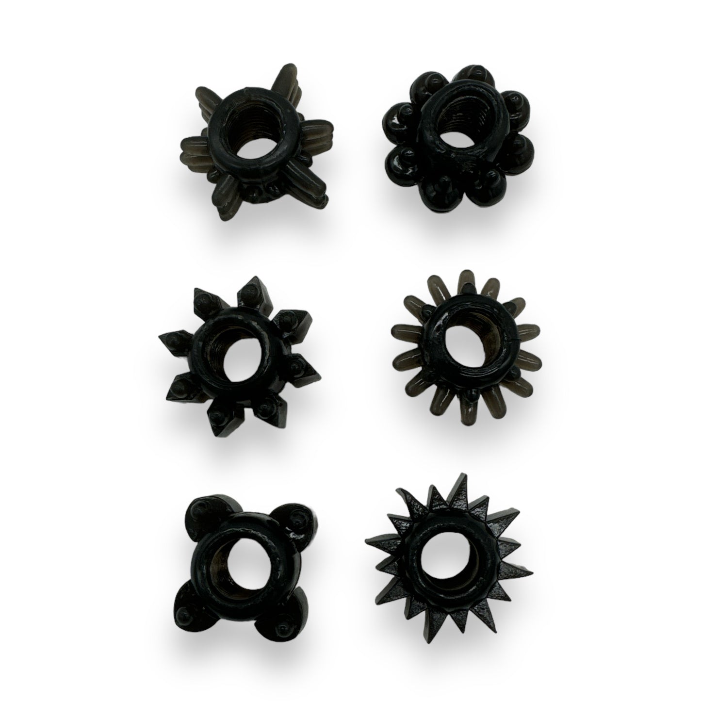 Power Escorts - BR290 - 60 pcs In Clear Jar Texture Cockring - Black - Extra Stretchable