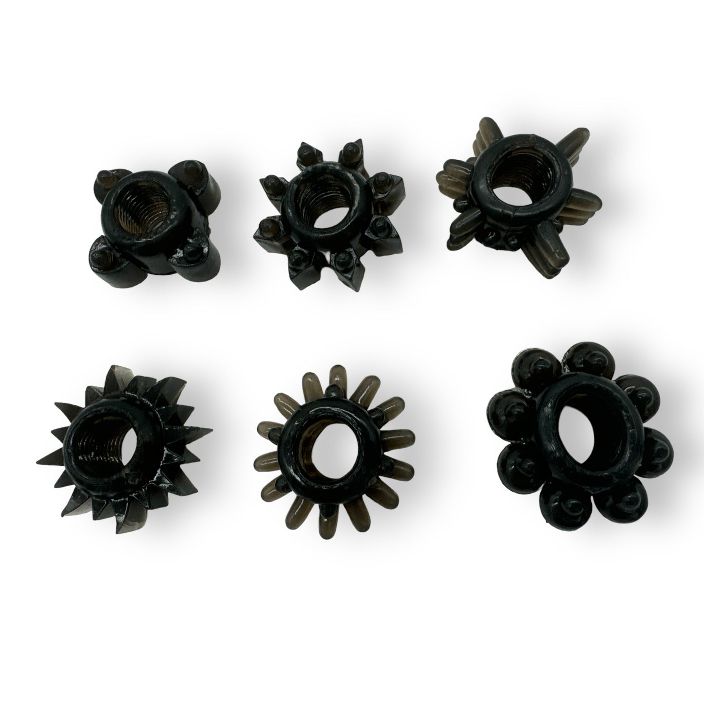 Power Escorts - BR290 - 60 pcs In Clear Jar Texture Cockring - Black - Extra Stretchable