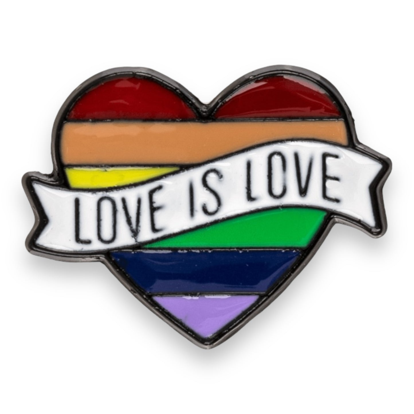Kinky Pleasure - KPB039 - Badge / Pin - Heart Love Is Love - Silver