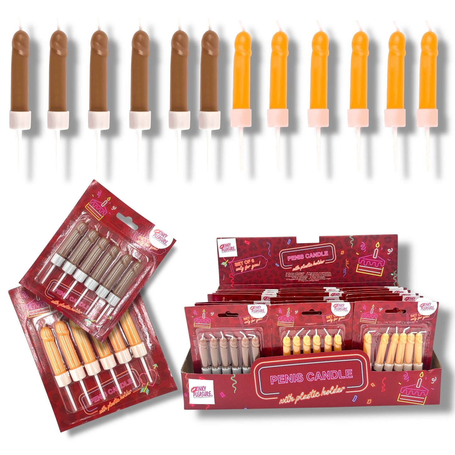 Kinky Pleasure - OB137 - Penis Candles 6 Pieces 2 Colours