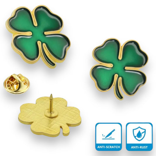 Kinky Pleasure - KPB073 - Badge / Pin - Shamrock Lucky Flower Green Small