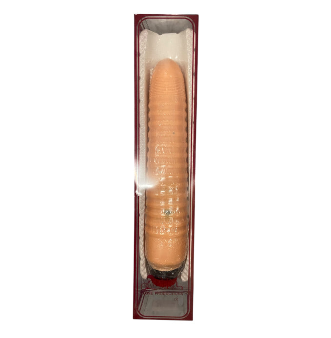 Mega Ribbed Vibrator – 30 cm Length & 5 cm Diameter | Flesh Tone | Clear Box - Club