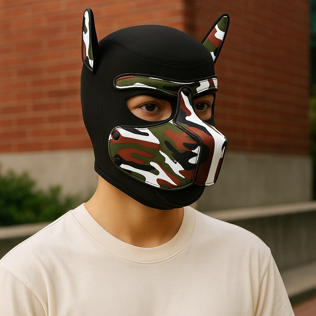 Kinky Pleasure - T215 - BDSM - Dog Mask - Camo Black