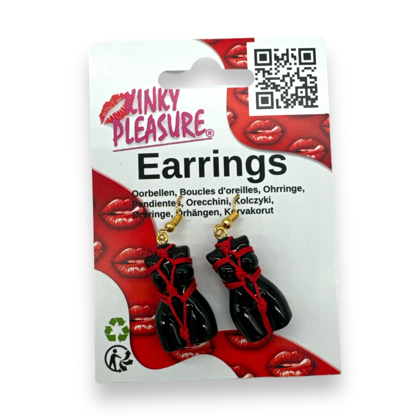 Kinky Pleasure - T007 - Earrings - Sexy Woman Shaped Body (Bondage Girl)