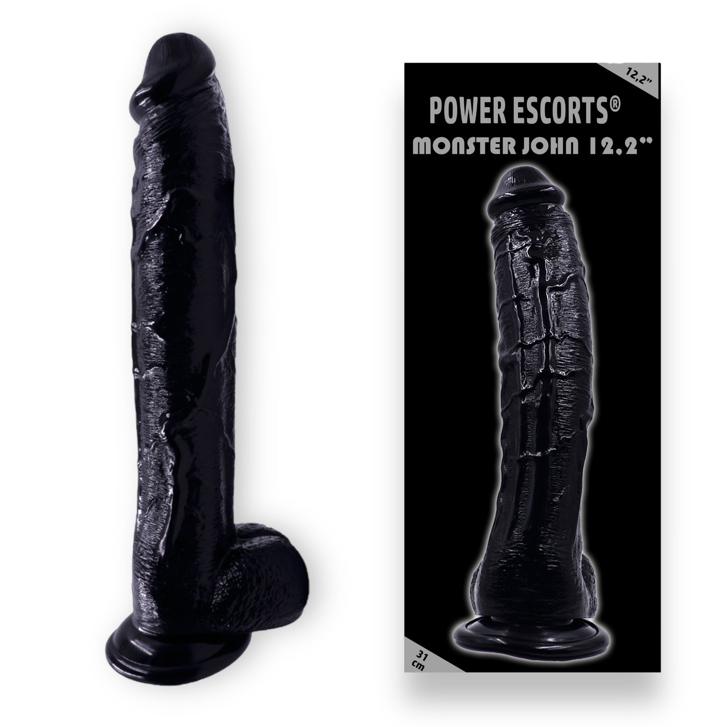 Power Escorts - BR231 Black - Monster John 12,2'' Mega Realistic Dildo 31 CM