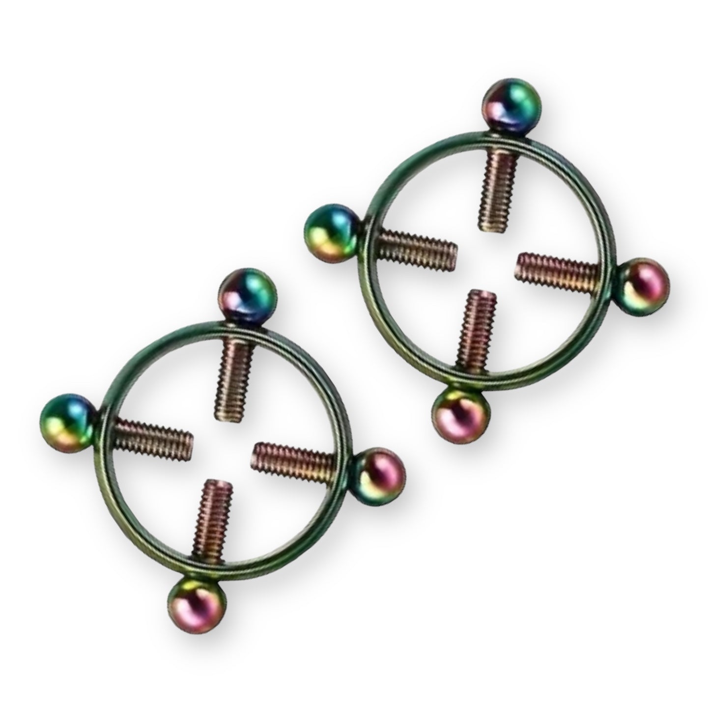 Kinky Pleasure - NC07- Double Trouble - Kinky Clamps - 7 Colours - Heavy version - Nipple clamps - Stylish Colourbox