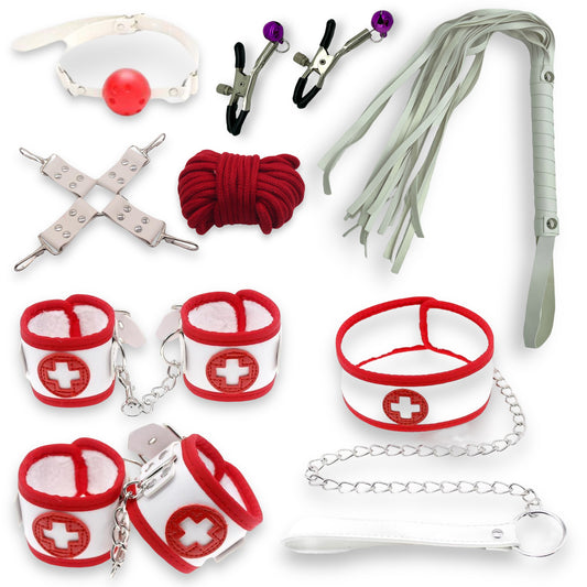 Power Escorts - BR301 - Kinky Nurse Bondage Box - 10 Pcs Role Play Bondage Set - BDSM Bondage box
