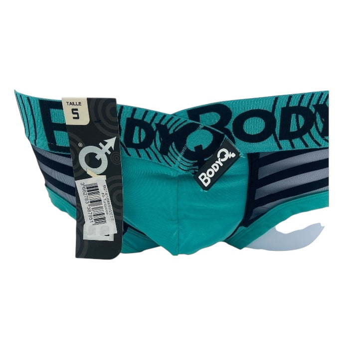 BodyQ Male Lingerie - Sexy Men’s Underwear Boxer – Aqua with Net Black - S/M/L