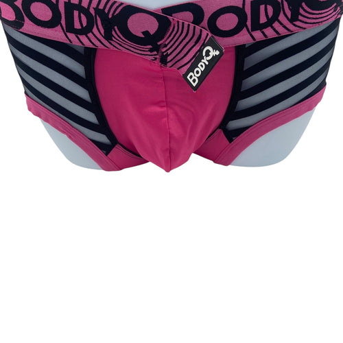 BodyQ Male Lingerie - Sexy Men’s Underwear Boxer – Pink with Net Black - S/M/L/XL