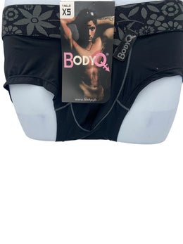 BodyQ Male Lingerie - Sexy Men’s Underwear Boxer – Black Grey Black Band - XS/ L