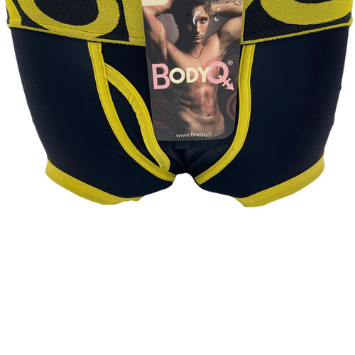 BodyQ Male Lingerie - Sexy Men’s Underwear Boxer – Black Yellow With Access - S - L