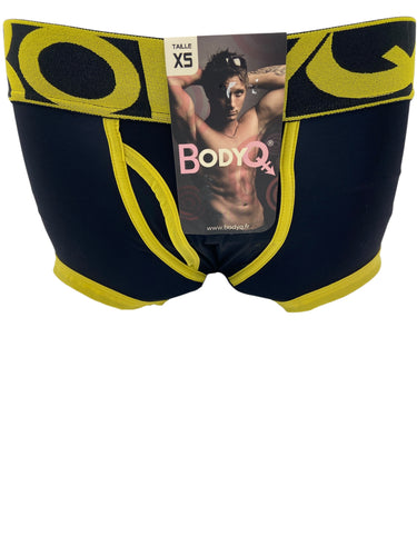 BodyQ Male Lingerie - Sexy Men’s Underwear Boxer – Black Yellow With Access - S - L