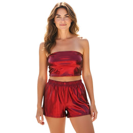 Combi Deal Kinky Glossy Strapless Red Top With Matching Boxer