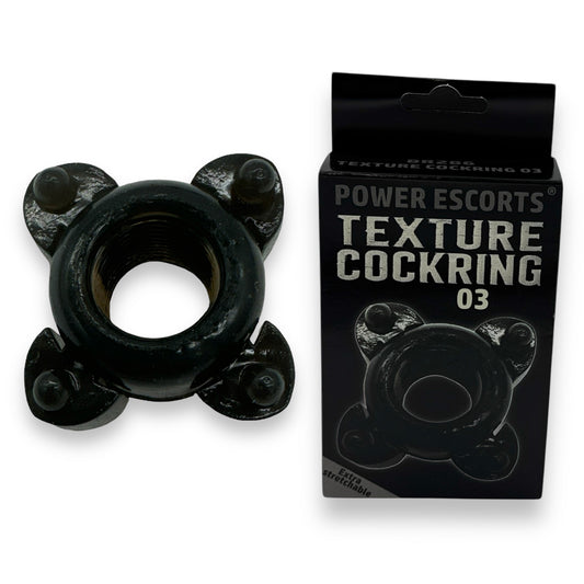 Power Escorts - BR286 - Texture Cockring 03 - Black - Extra Stretchable