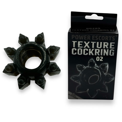 Power Escorts - BR285 - Texture Cockring 02 - Black - Extra Stretchable